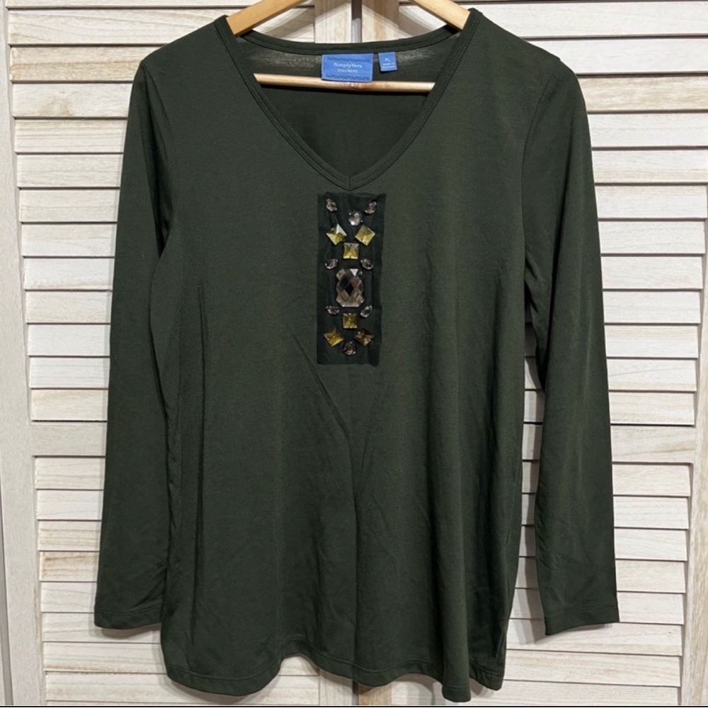 NWOT Simply Vera Jeweled Knit Blouse Women’s Size PL PRICE FIRM
